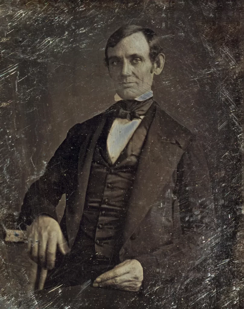 The first authenticated image of Abraham Lincoln, a daguerreotype of him as U.S. Congressman-elect in 1846, attributed to Nicholas H. Shepard