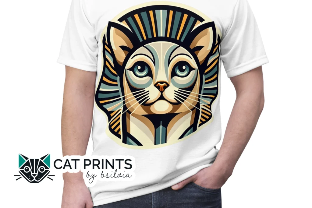 Feline Chic: Unisex Art Deco Unisex Cat Tee